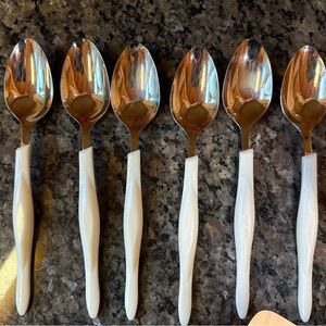 Cutco White Handle Stainless Dessert Spoon Set of 6